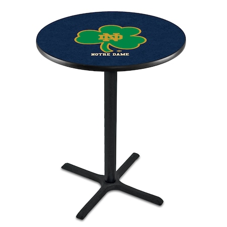 Holland Bar Stool Co 42" Blk Wrinkle Notre Dame Shamrock Pub Table, 36" dia. Top L211B4236ND-Shm